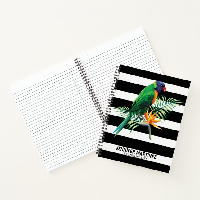 Cuaderno Loro En Rayas Negra Y Blanca (Interior)
