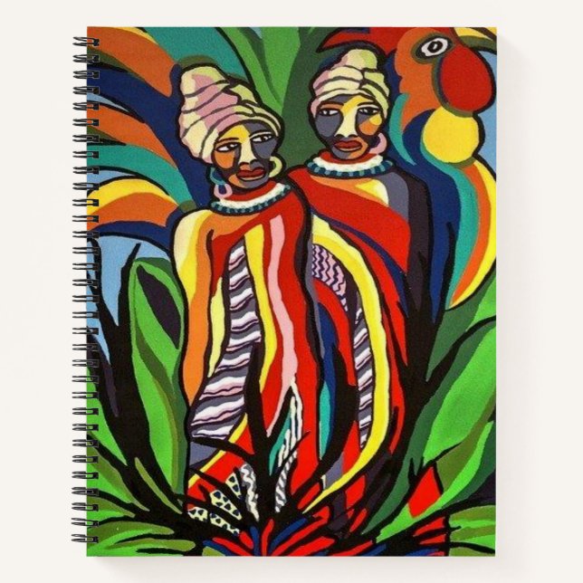 Cuaderno Loro espiral para mujeres africanas (Anverso)