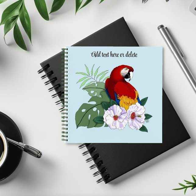 Cuaderno Loro Guacamayo Rojo Floral Hibisco Tropical Blanco (Subido por el creador)