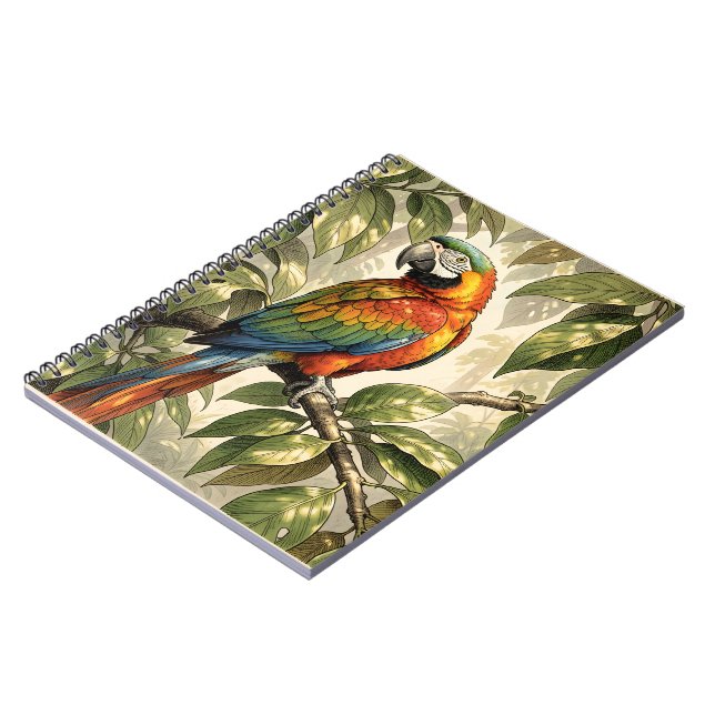 Cuaderno Loro pájaro en dibujo de árbol (Lado Izquierdo)