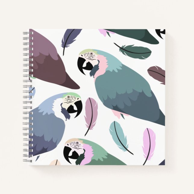 Cuaderno Loros Modernos Patrón Tropical (Anverso)