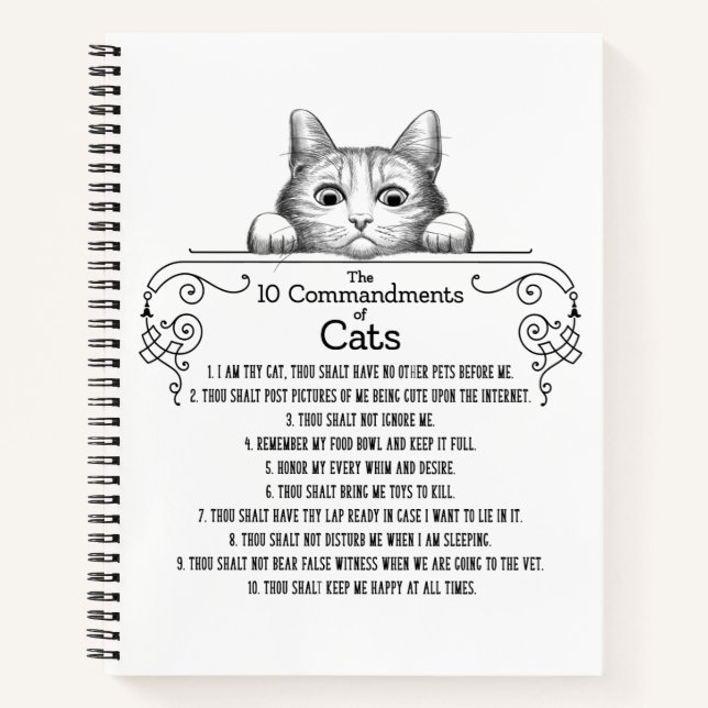Cuaderno Los 10 mandamientos de gatos divertidos (Anverso)