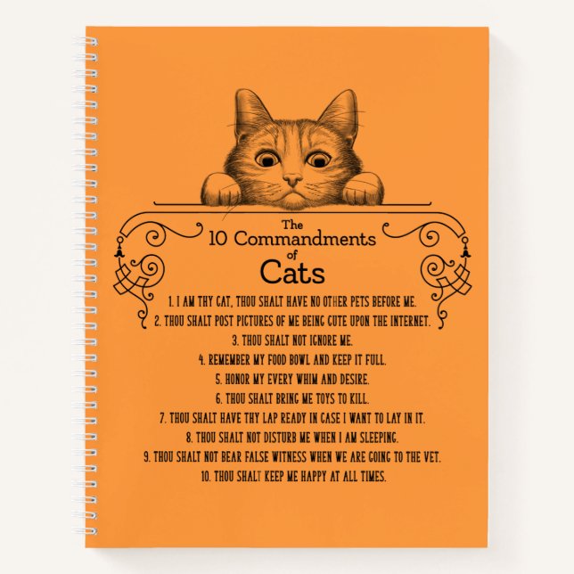 Cuaderno Los 10 mandamientos de gatos divertidos (Anverso)