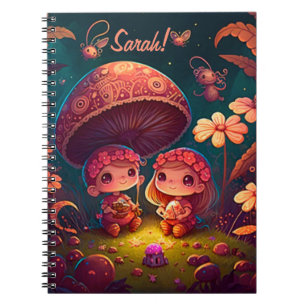 Cuaderno Los adorables elfos juegan bajo hongos