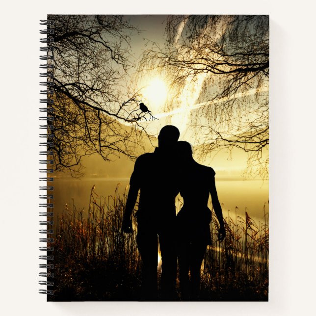 Cuaderno Los amantes románticos de la silueta al atardecer (Anverso)