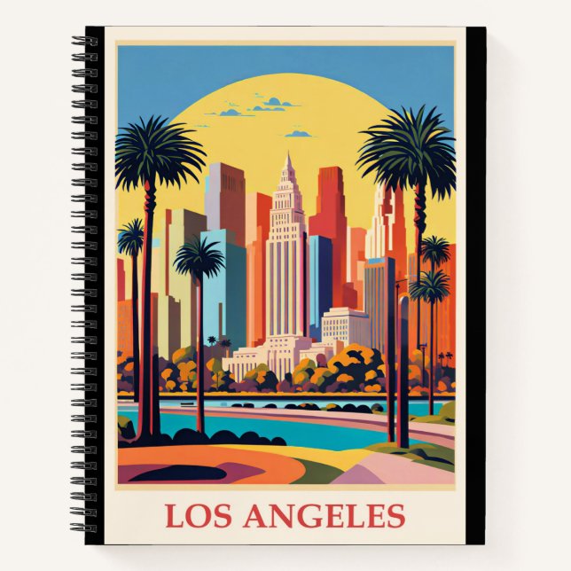 Cuaderno Los Ángeles, ilustracion Art Deco, (Anverso)