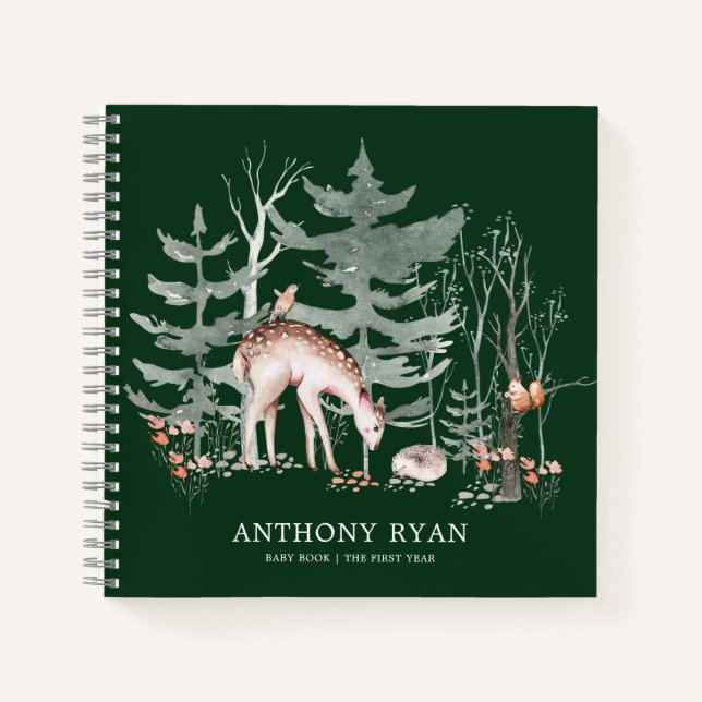 Cuaderno Los animales del bosque de Woodland rusticos beben (Anverso)