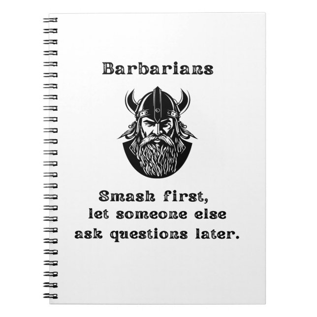 Cuaderno los bárbaros rompen primero (Frente)