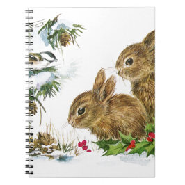 Cuaderno Los conejos y las aves disfrutan de la nieve