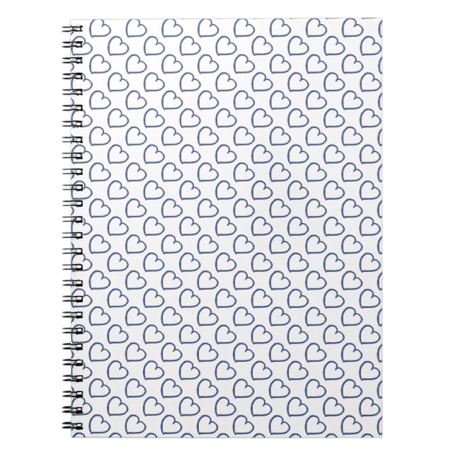 Cuaderno Los corazones dibujados de mano diseñan azul oscur (Frente)