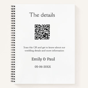 Cuaderno Los detalles del sitio web del boda scan QR añaden