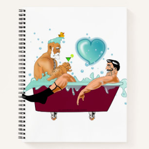 Cuaderno Los dos hombres gay de SlipperyJoe aman la bañera 