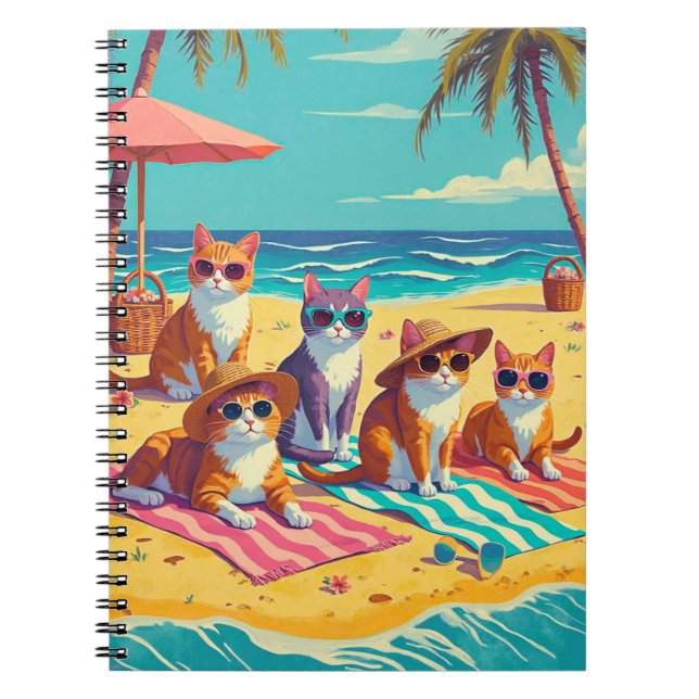 Cuaderno Los gatos descansan en la playa (Frente)