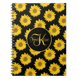 Cuaderno Los girasoles amarillos en el monograma negro