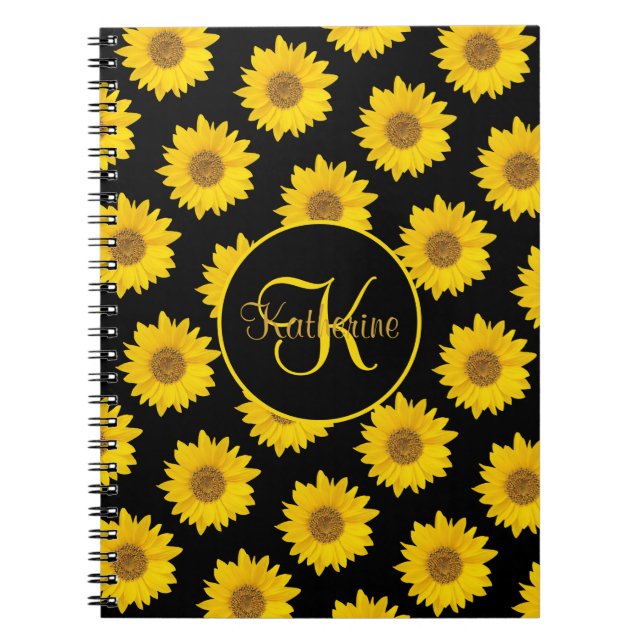 Cuaderno Los girasoles amarillos en el monograma negro (Frente)