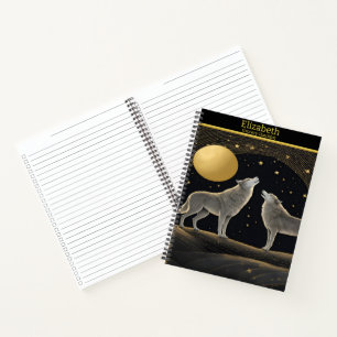 Cuaderno Los lobos aúllan serenamente a una radiante luna d
