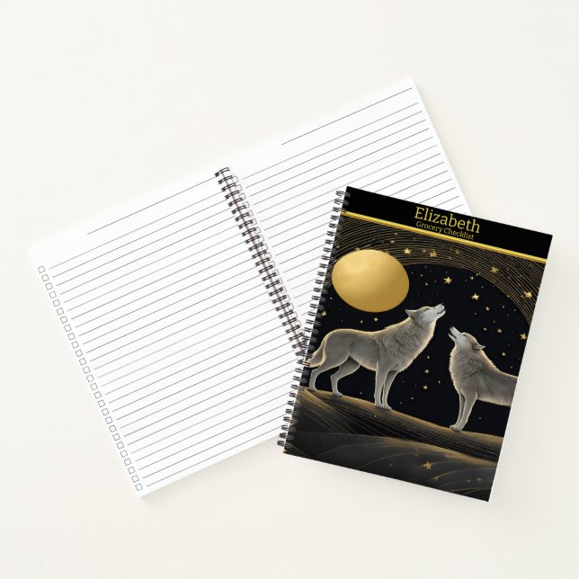 Cuaderno Los lobos aúllan serenamente a una radiante luna d (Interior)