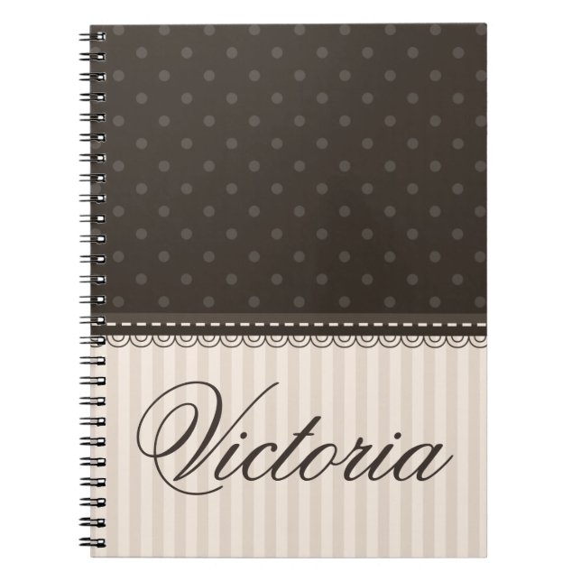 Cuaderno Los lunares beige de marfil elegantes de Brown (Frente)