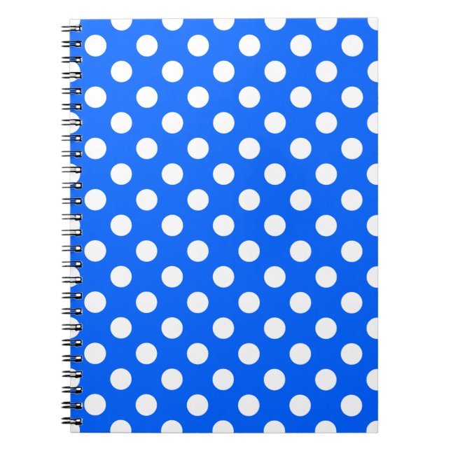 Cuaderno Los puntos de polka blanco sobre el azul real (Frente)