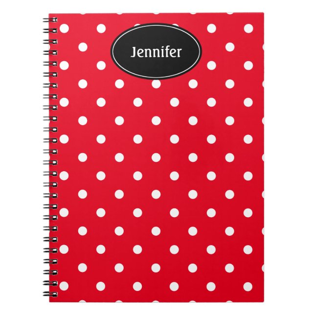 Cuaderno Los puntos de polka rojo y blanco son personalizad (Frente)