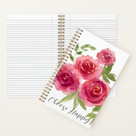 Cuaderno Los rosas son portátiles de espiral roja (5.5x8.5)