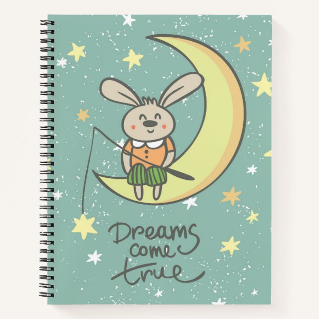 Cuaderno Los sueños se hacen realidad | Bunny on the Moon (Anverso)