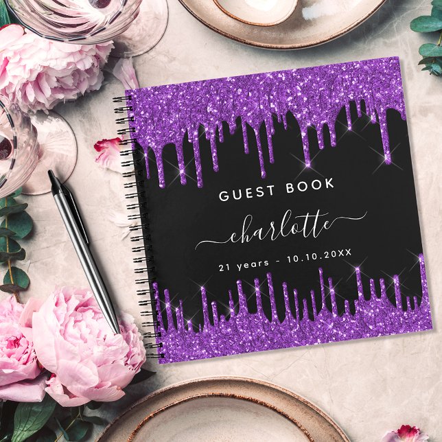 Cuaderno Lotes de purpurina morado negro de cumpleaños del  (Subido por el creador)