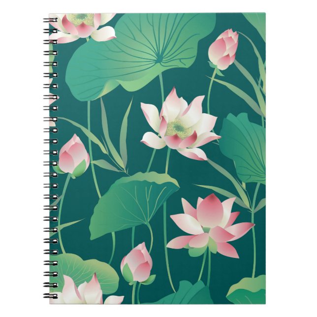 Cuaderno Loto acuarela: flores vintage sin costura. (Frente)