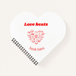 Cuaderno Love beats book bans heart-shaped notebook