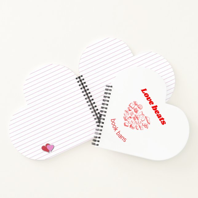 Cuaderno Love beats book bans heart-shaped notebook (Interior)