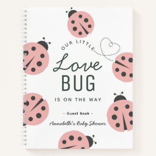 Cuaderno Love Bug Pink Ladybug Baby Shower Guest Book