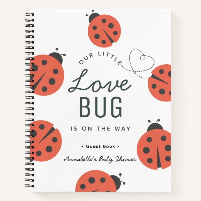 Cuaderno Love Bug Red Ladybug Baby Shower Guest Book (Anverso)