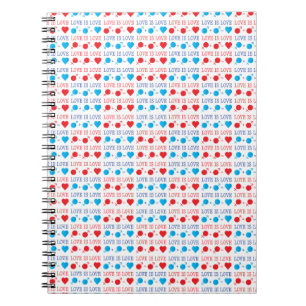 Cuaderno LOVE es la frase LOVE en rojo y azul