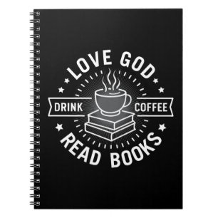 Cuaderno Love God Drink Coffee Read Books Amantes Vintage