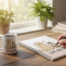 Cuaderno Love Has Paws | Cute Minimalist Dog and Cat Illust