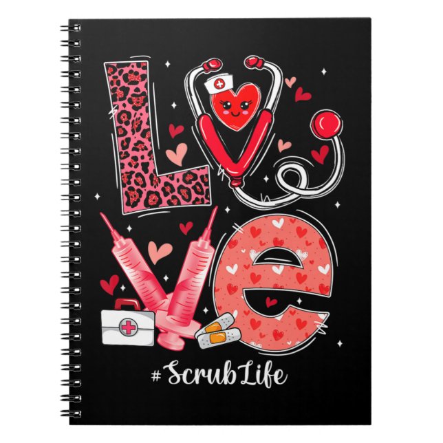 Cuaderno LOVE Heart Stethoscope Scrub Life Funny Nurse Vale (Frente)