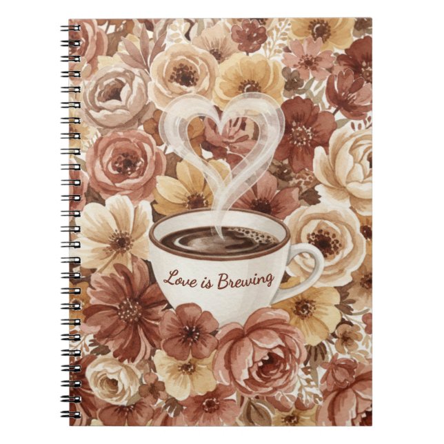 Cuaderno Love is Brewing Floral Coffee Heart Bridal Shower (Frente)