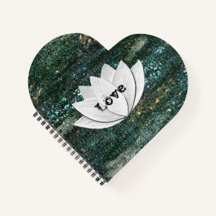 Cuaderno Love Lotus Flower Galaxy Heart Shape Notebook