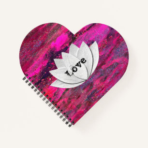 Cuaderno Love Lotus Flower Pink Galaxy Heart Shape