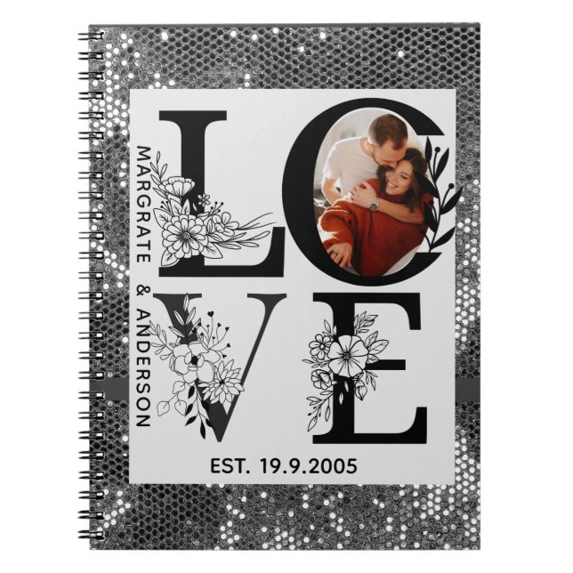 Cuaderno Love photo simple modern personalised gift silver (Frente)
