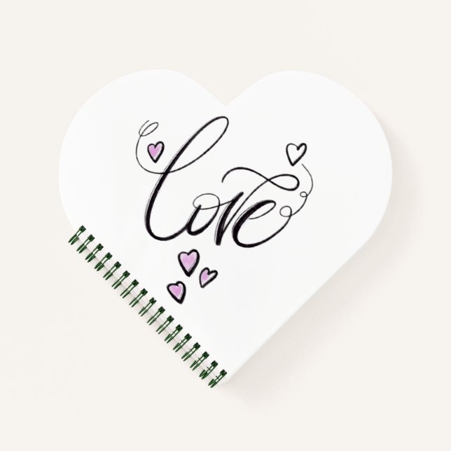Cuaderno Love Script Heart Shaped Notebook | Romantic (Anverso)