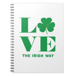 Cuaderno Love Shamrock Clover Personalizado irlandés Textos