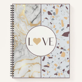 Cuaderno Love Terrazzo Marble Notebook with Gold Heart