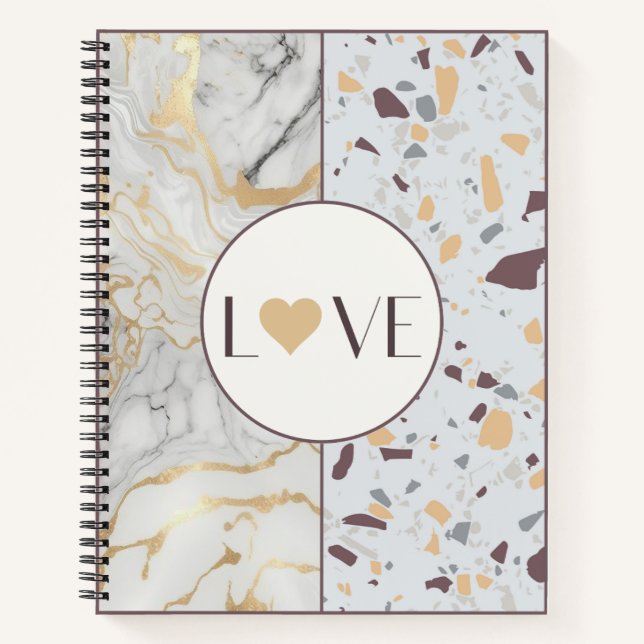 Cuaderno Love Terrazzo Marble Notebook with Gold Heart (Anverso)