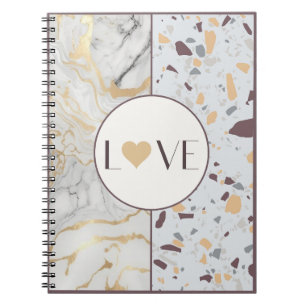 Cuaderno Love Terrazzo-Marble Notebook with Gold Heart