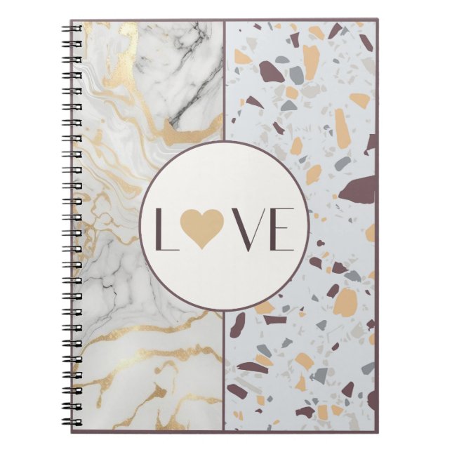 Cuaderno Love Terrazzo-Marble Notebook with Gold Heart (Frente)
