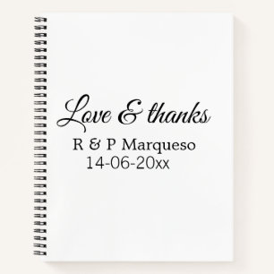 Cuaderno Love & thanks add couple name wedding add date yea