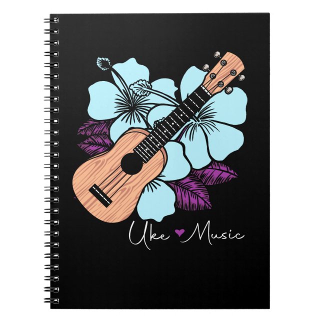 Cuaderno Love Ukulele Music Guitar Flowers Hawaii (Frente)