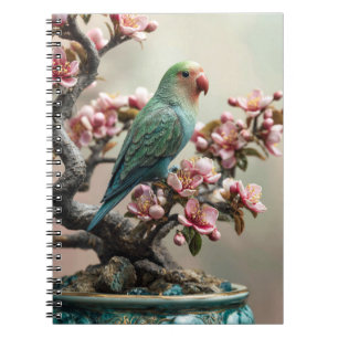 Cuaderno Lovebird con bloc de notas en espiral de flores