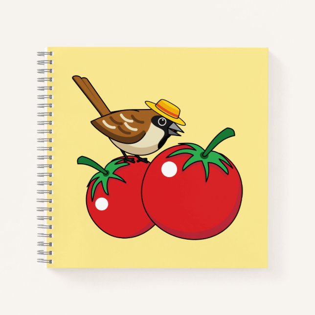 Cuaderno Lover Sparrow Orgánico come tomate rojo (Anverso)
